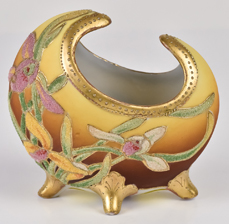 Unusual Form Nippon Vase with Coralene Decoration