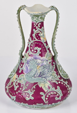 Nippon Vase with Heavy Moriage Decoration