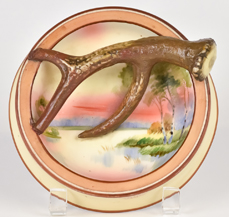 Unusual Figural Scenic Tray with Antler