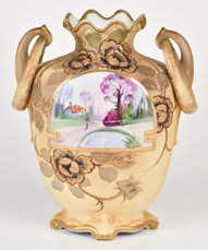 Scenic Nippon Vase with Loop Handles