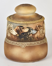 Nippon Humidor with Dogs Molded in Relief
